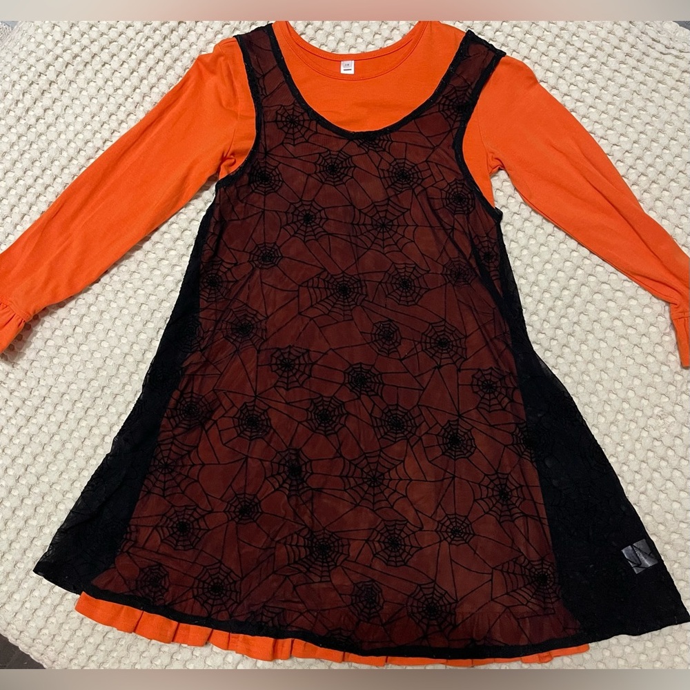 Love U Lots Halloween Spiderweb Dress Sz 7/8